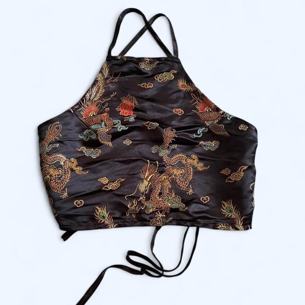 Chinese Dragon Backless Crop Cami size S by Romwe